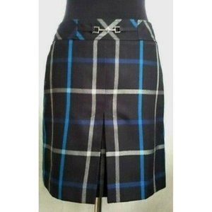 Ann Taylor Loft  | Pleat Front Skirt Black, Blue & White | Woman’s Small 4